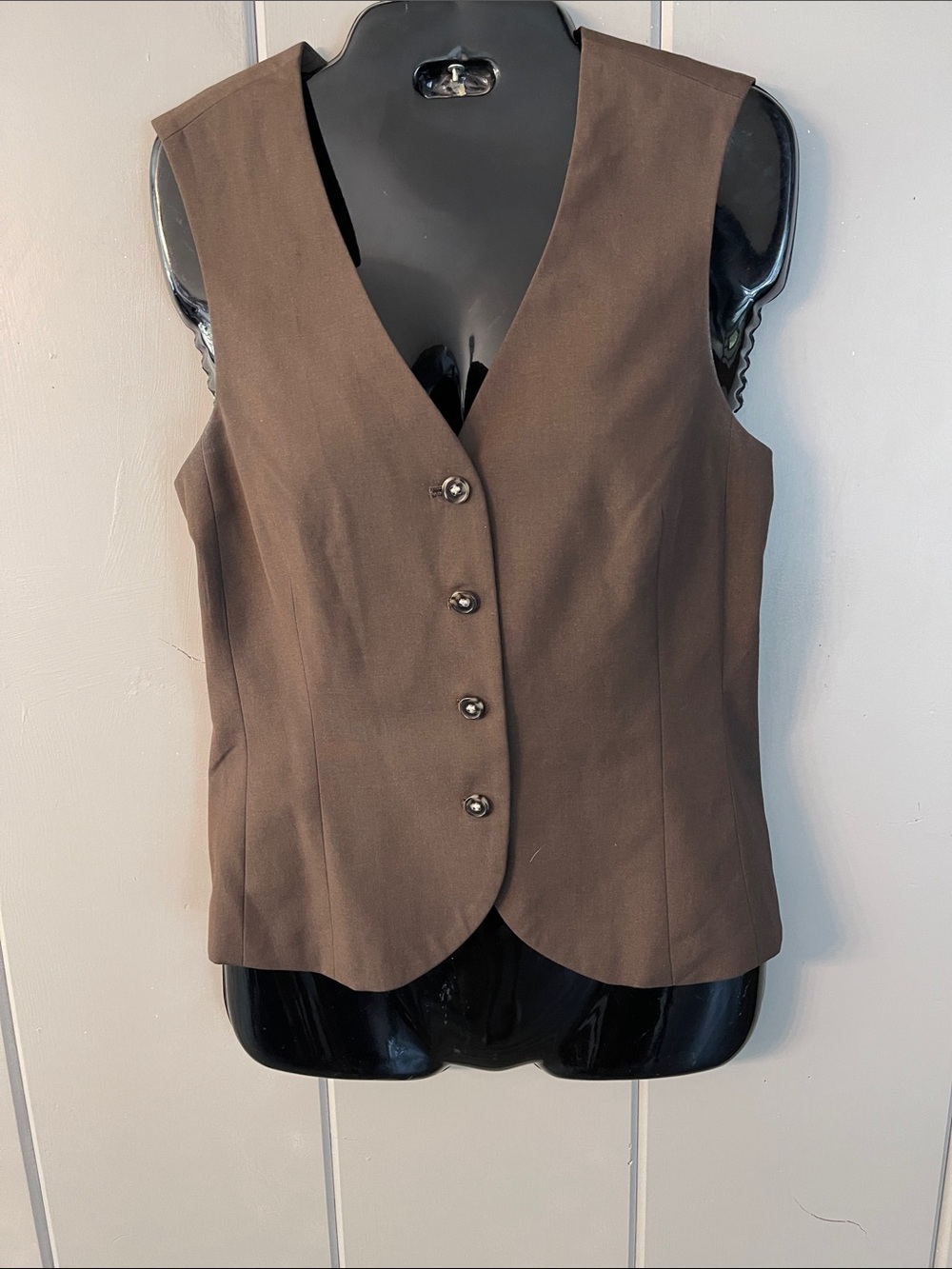 H&M Suit Vest Top Brown Button Front XS Tailored Business Casual Academia Simple
